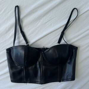 Fleur du Mal Black Vegan Leather Bustier